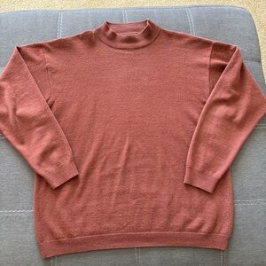 Men's Classic Brick Crewneck brown 55% merino wool Sweater. L